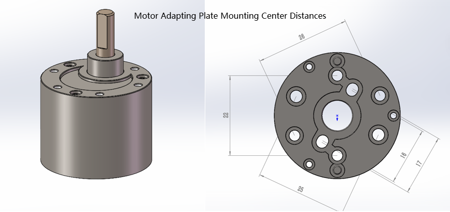 37mm spur gearbox with motor adapting plate